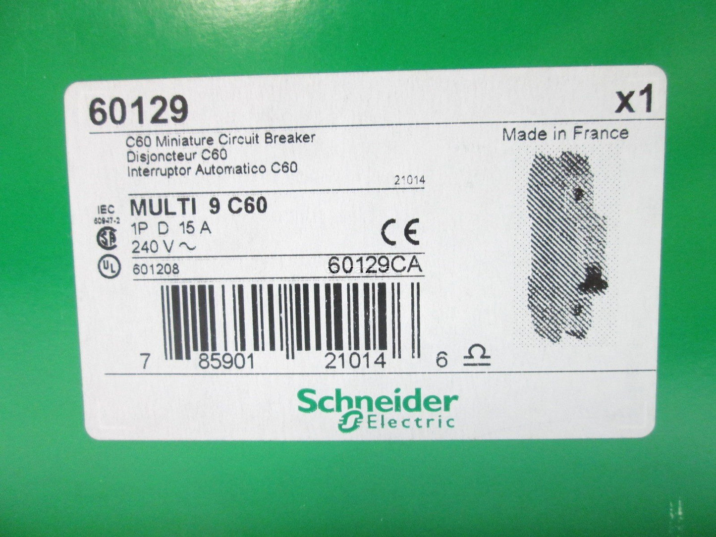 New Schneider Electric 60129 Circuit Breaker 240V 15V Single Pole