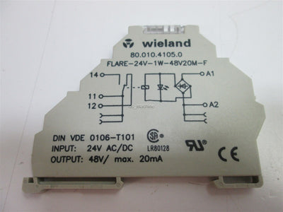 New Lot of 6 New Wieland 80.010.4105.0 Relay Module Flare 24V 1W 48V 20M-F