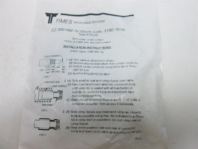 New Times Microwave EZ-300-NM-75 Type N Pluge
