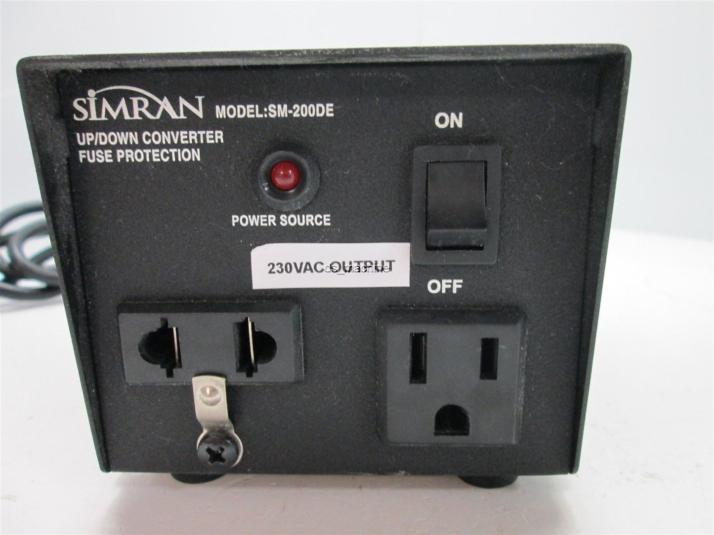 Used Simran SM-200DE 230V Up/Down Converter with Fuse Protection, 120VAC Input, 230VA