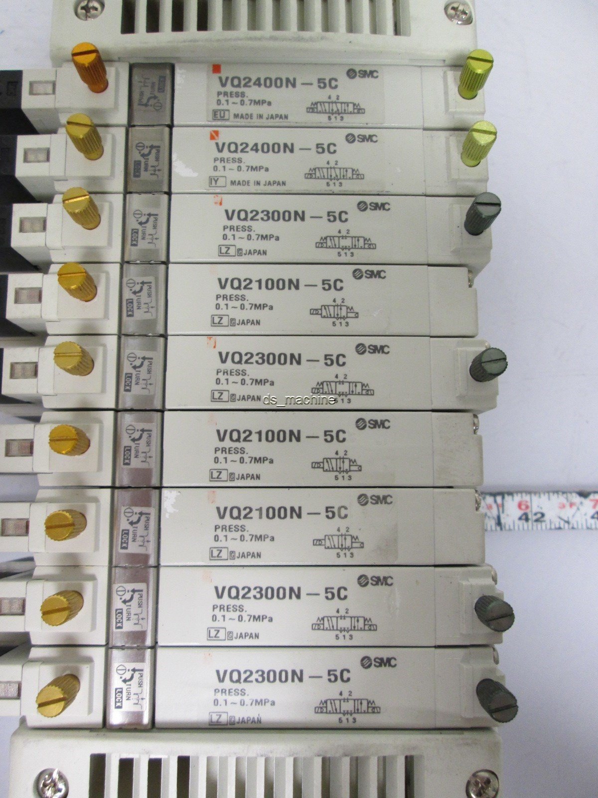 Used Bank of SMC Solenoid Valves 2x VQ2400N-5C 4x VQ2300N-5C 3x VQ2100N-5C 0.1-0.7MPa