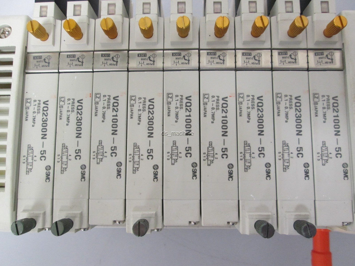 Used Bank of SMC Solenoid Valves 5x VQ2300N-5C 4x VQ2100N-5C 0.1-0.7MPa