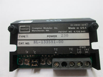 Used Crompton Modutec BL-133581-00 Temp Display Type K  Power 230