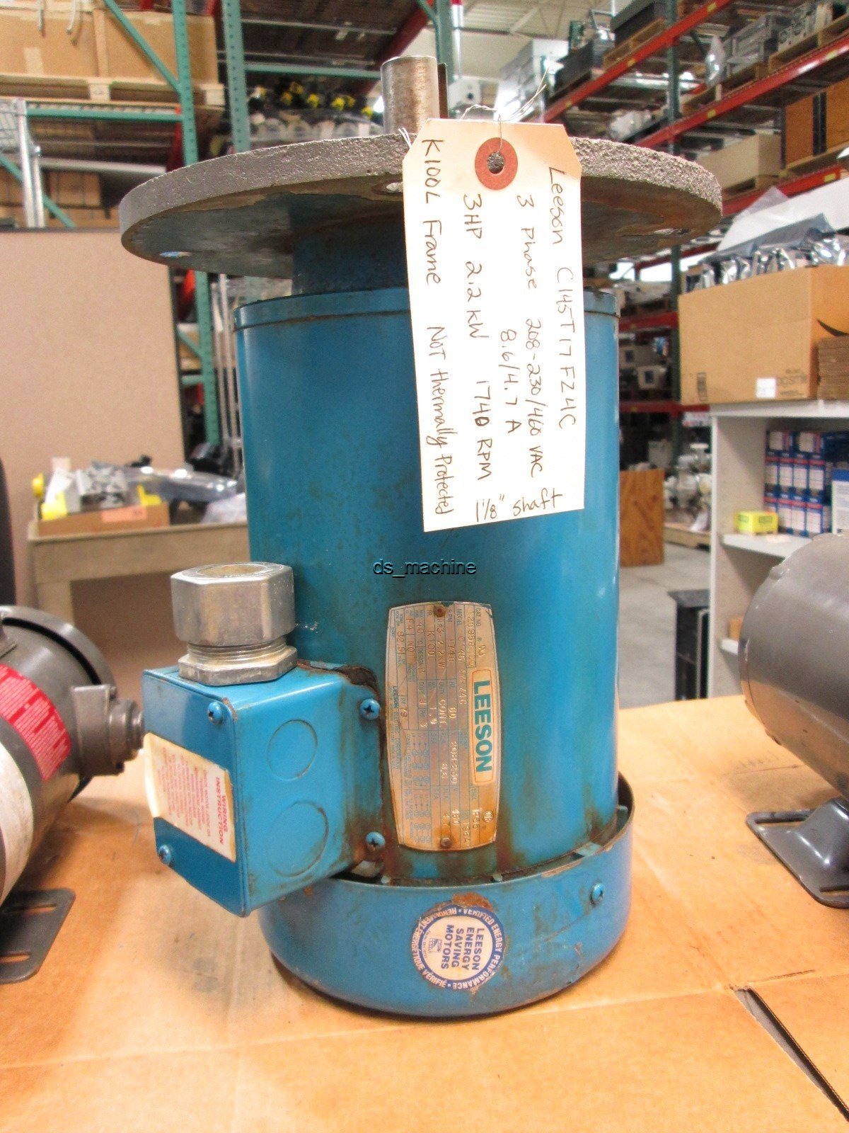 Used Leeson C145T17FZ4C Electric Motor 208-230/460VAC 8.6/4.7A 2.2kW 3HP K100L Frame