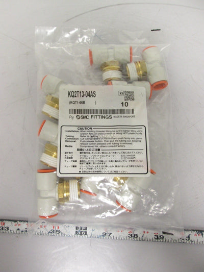 New Bag of 10 KQ2T13-04AS SMC Pneumatic Tee Fittings 1/2" Tube to 1/2" R,Rc