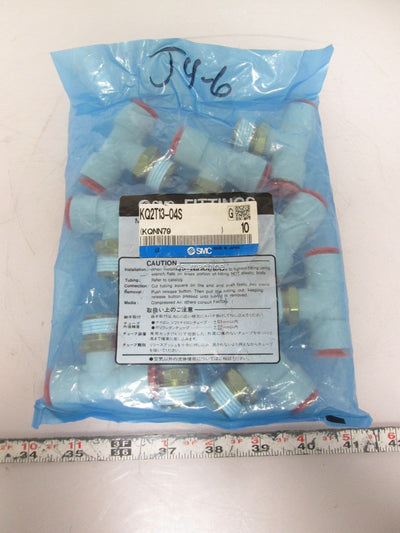 New Lot of 10 New SMC KQ2T13-04S Pneumatic Tees 1/2" Tube 1/2" Thread