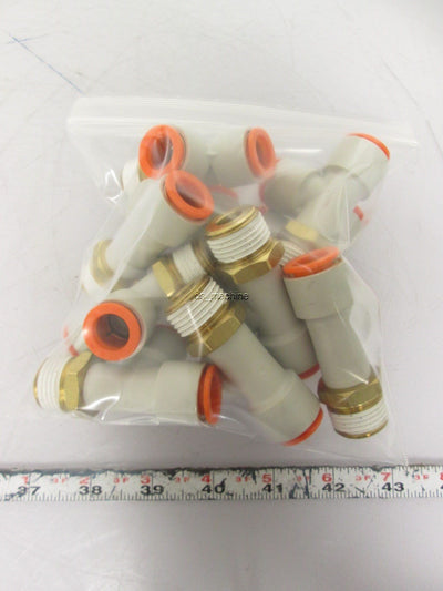 New Lot of 10 New SMC KQ2Y13-37S Pneumatic Male Run Tees 1/2" Tube 1/2" NPT