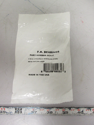 New FK Bearings SCF3T Female HEIM End 3/16" x 3/16" 2 Pice Stainless Steel