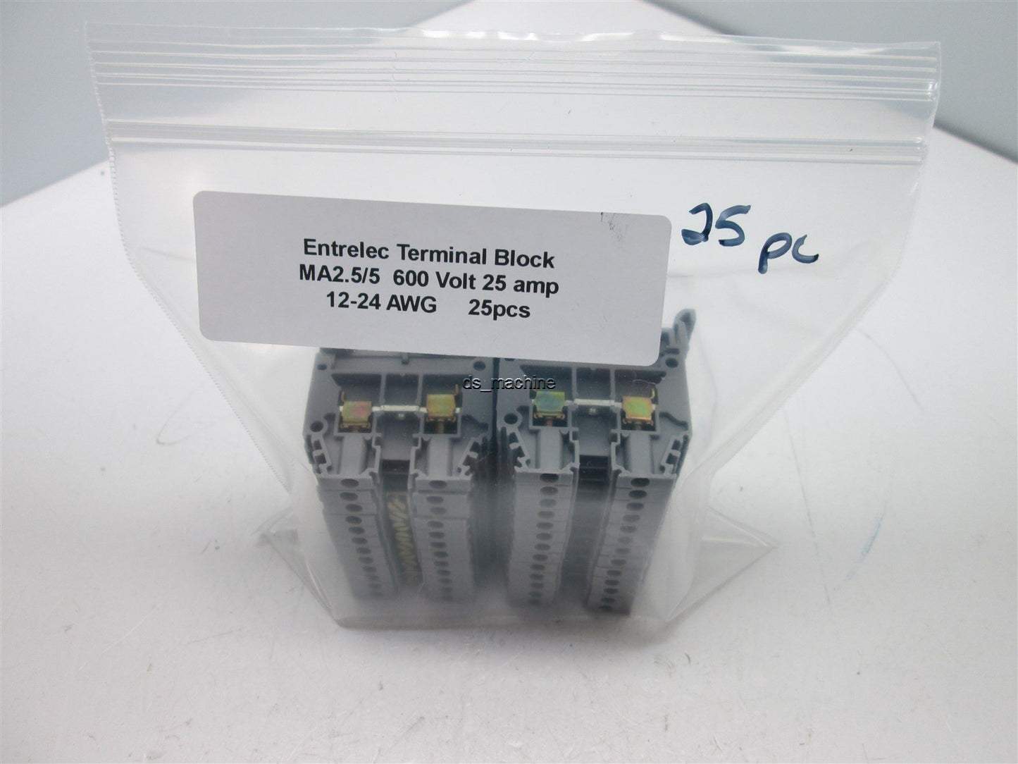 New Lot of 25 Entrelec MA2.5/5 600V 25A 12-24 AWG Terminal Block