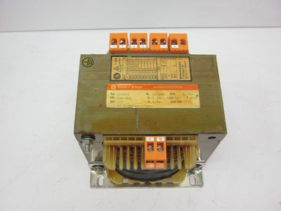 Used Burkle + Schock CX5092 Transformer .75kVA Pri: 200-460V 3.9-1.8A, Sec: 220V 3.4A