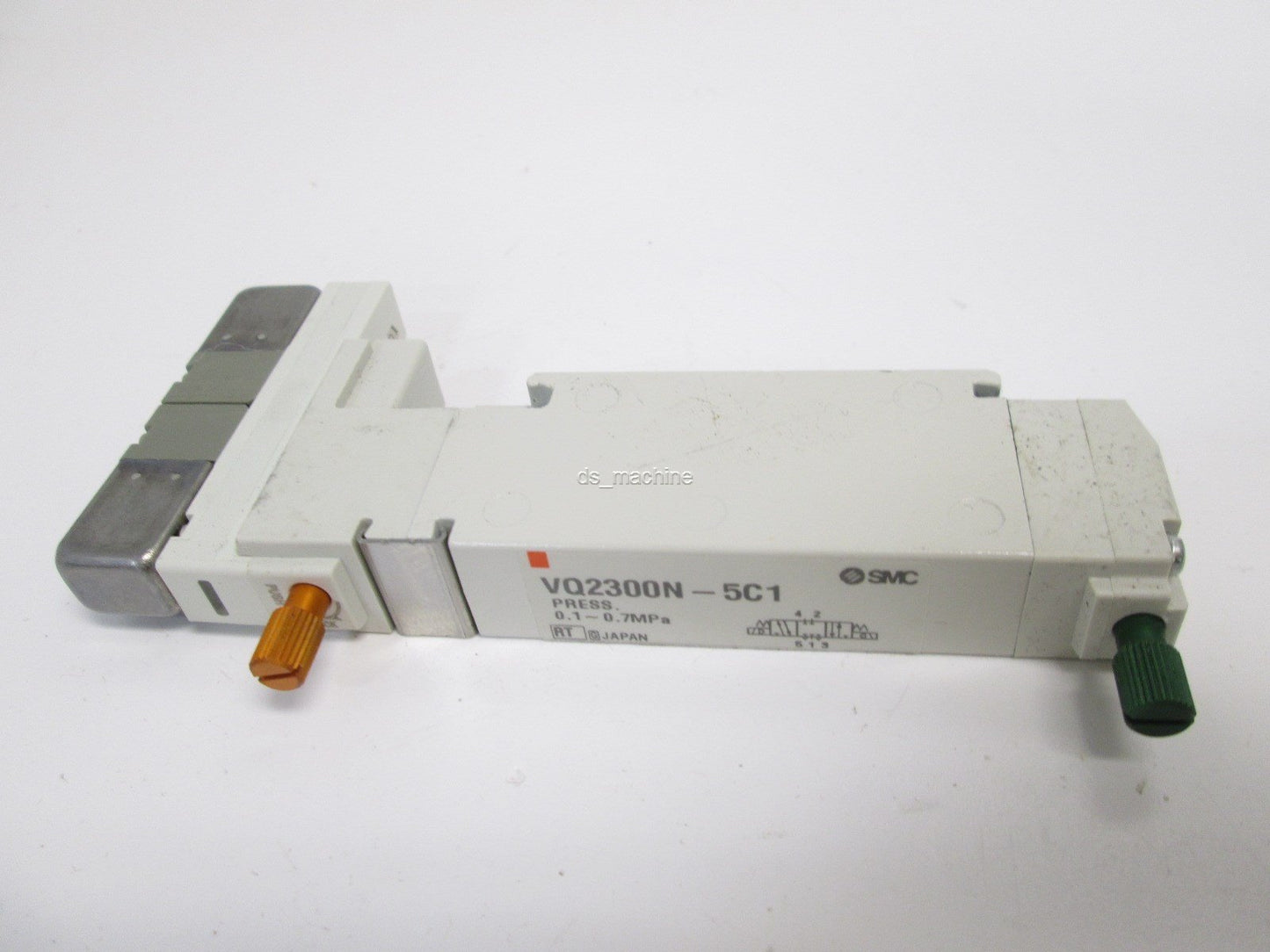 Used SMC VQ2300N-5C1 Solenoid Valve, 5-Port, 3 Pos. Closed Center, 24VDC