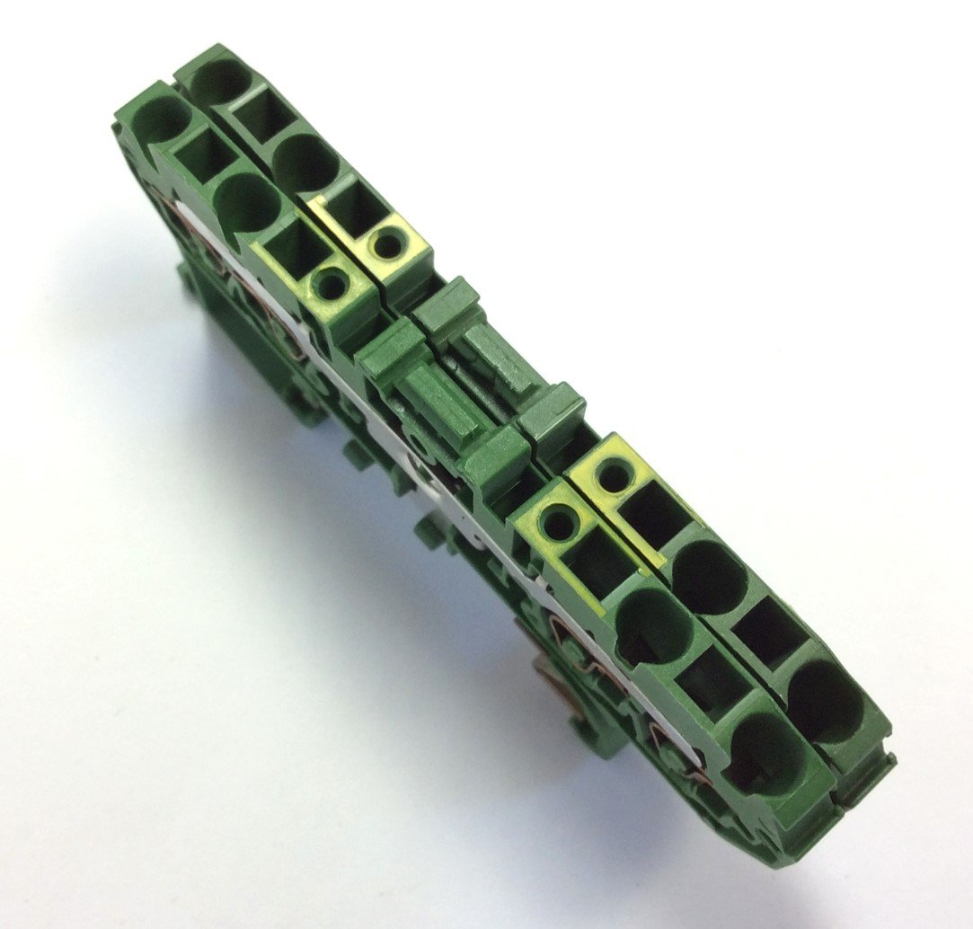 Used Lot of 13 Entrelec D2.5/5.P.4L Grounding Spring Clamp Terminal Blocks w/ Jumpers