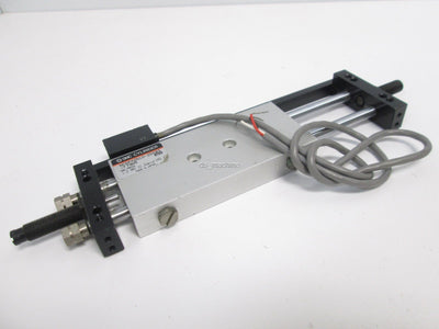 Used SMC NCDPX2N10-200BS Pneumatic Slide Unit, 3/8" Bore, 2" Stroke, w/ Auto Switch