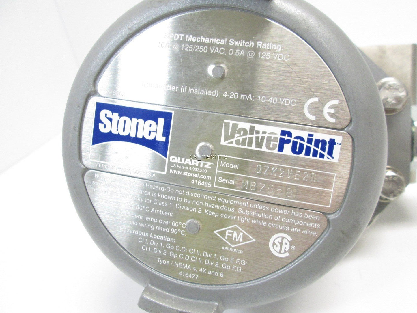 Used StoneL QZM2VE2R ValvePoint Valve Position Switch, SS, 2x SPDT, w/ 1" Ball valve