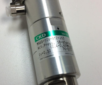Used CKD MAGD-10V-AT2-JS3 Pneumatic Diaphragm Valve Act. Press. 58-65psig Max 125psig