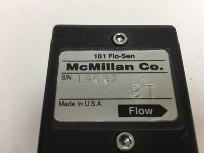 Used McMillan 101-8T Flo-Sen Flow Sensor 12VDC, +/-3% Full Scale Accuracy, 0.2-5L/min