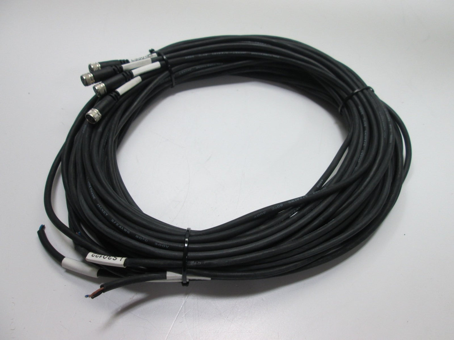Used Lot of 4 Pico M8 3 Pin Female Cables 3/24 AWG Polyurethane Jacket 15' Long