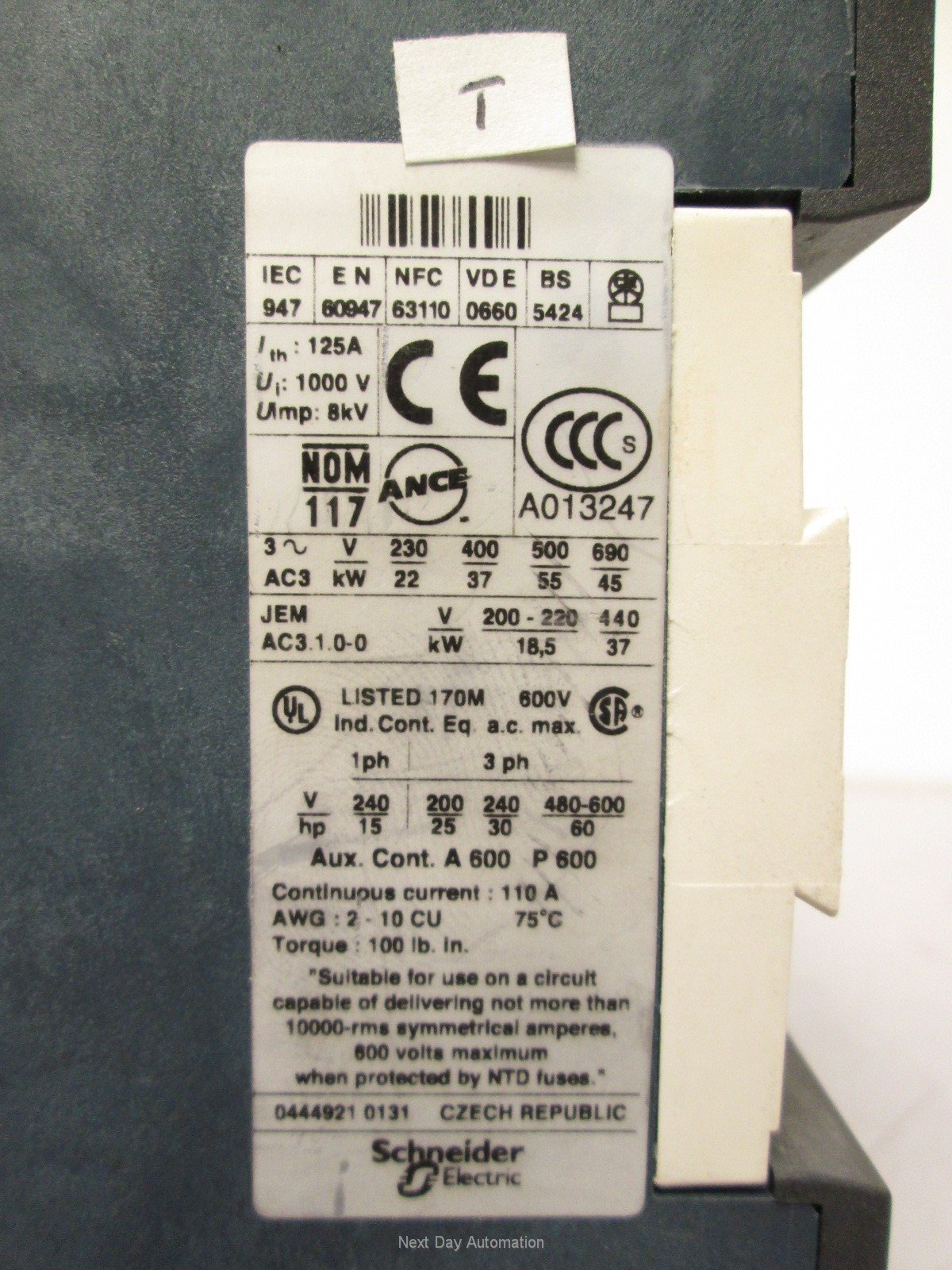 Used Telemecanique LP1 D80004 Contactor 24VDC Coil 690VAC @ 125A Contacts 4 Pole