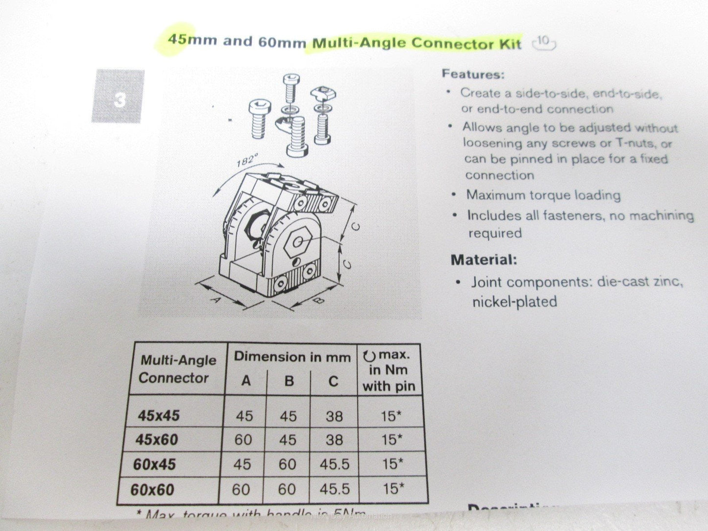 Used Pair of Bosch 3 842 502 680 45mm Multi-Angle Connector Kits, 45x45mm
