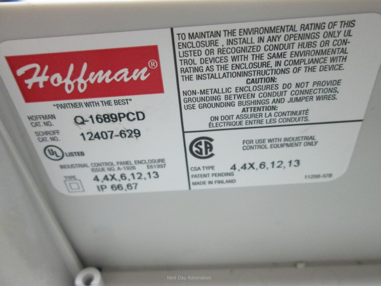 Used Hoffman Q-1689PCD Pushbutton Polycarbonate Enclosure 153 x 73 x 79mm, Box-Lid