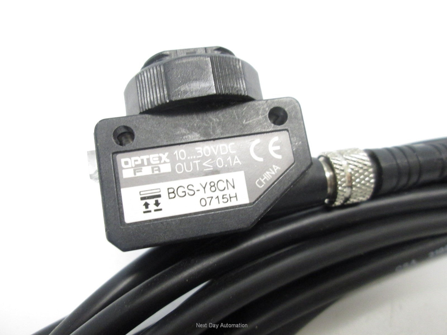 Used Optex FA BGS-Y8CN Photoelectric Sensor, 30-200mm Range, 10-30VDC, NPN or PNP