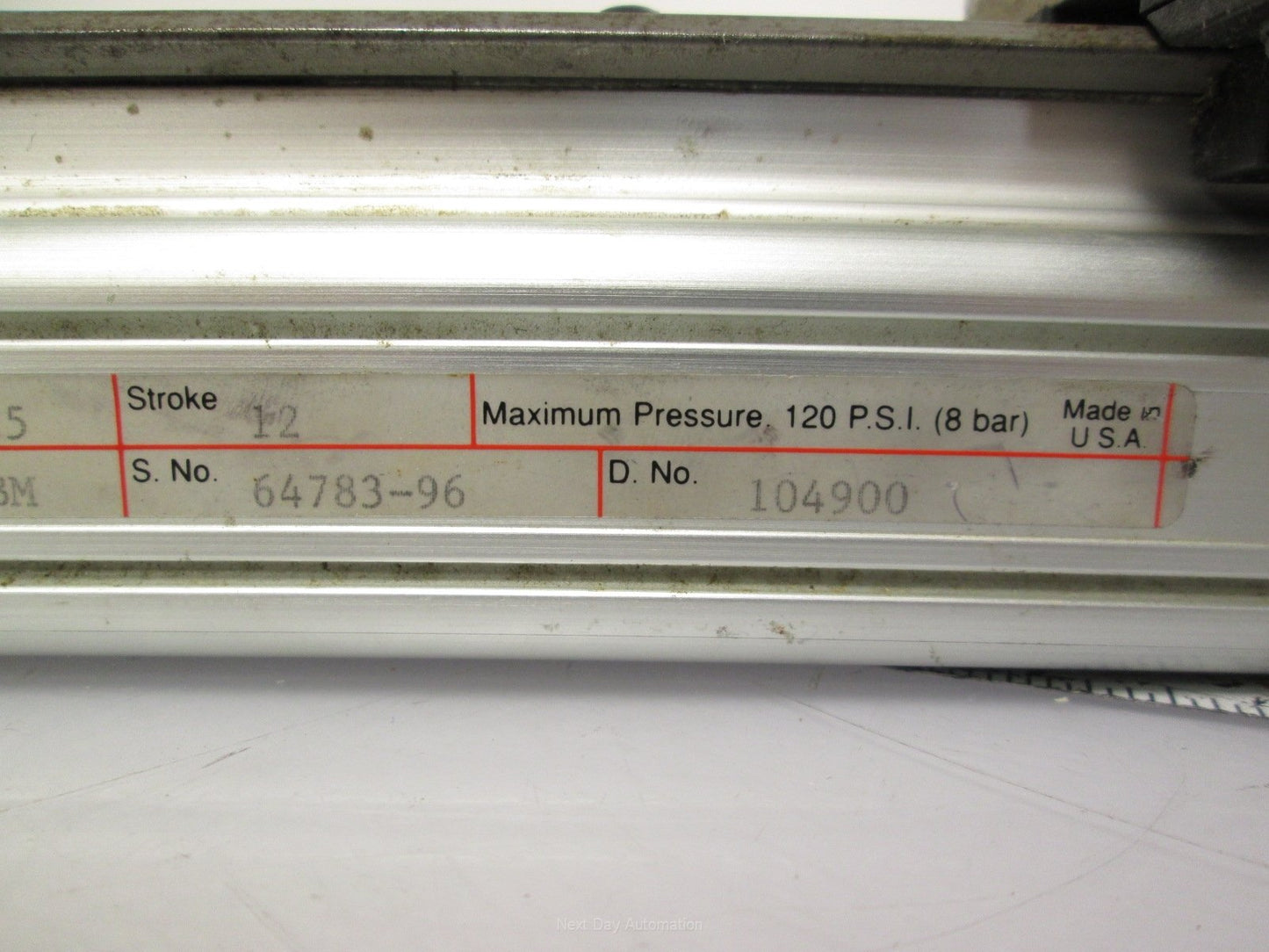 Used Hoerbiger 25-2021/PGX12-BM Rodless Cylinder Slide Table 25mm 12" Stroke 120PSI