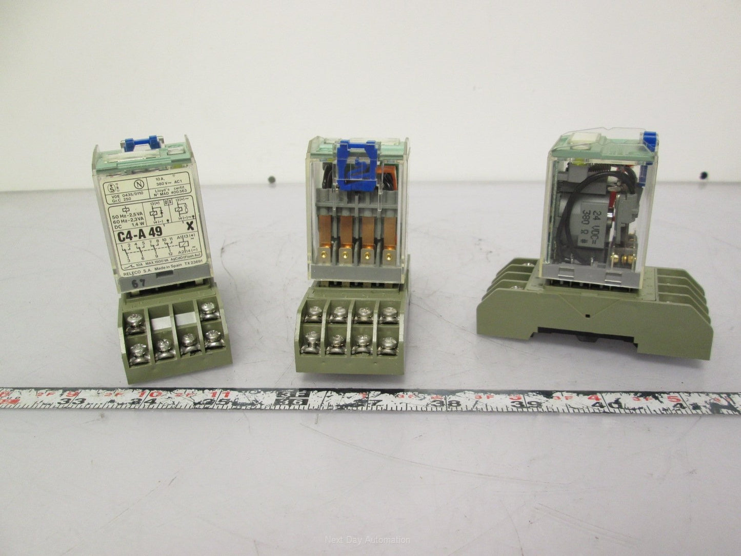 Used Lot of 3 Releco C4-A49 Control Relay 4PDT 24VDC Coil 380VAC 10A 1500VA Contacts