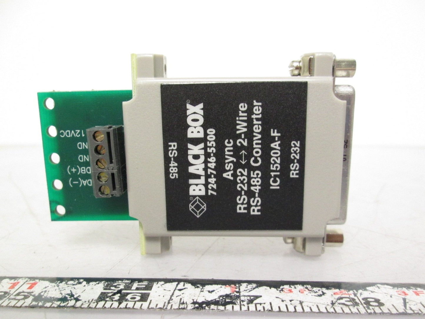 Used Black Box IC1520A-F Asynchronous RS-232 to RS-485 Converter 2-Wire 12VDC