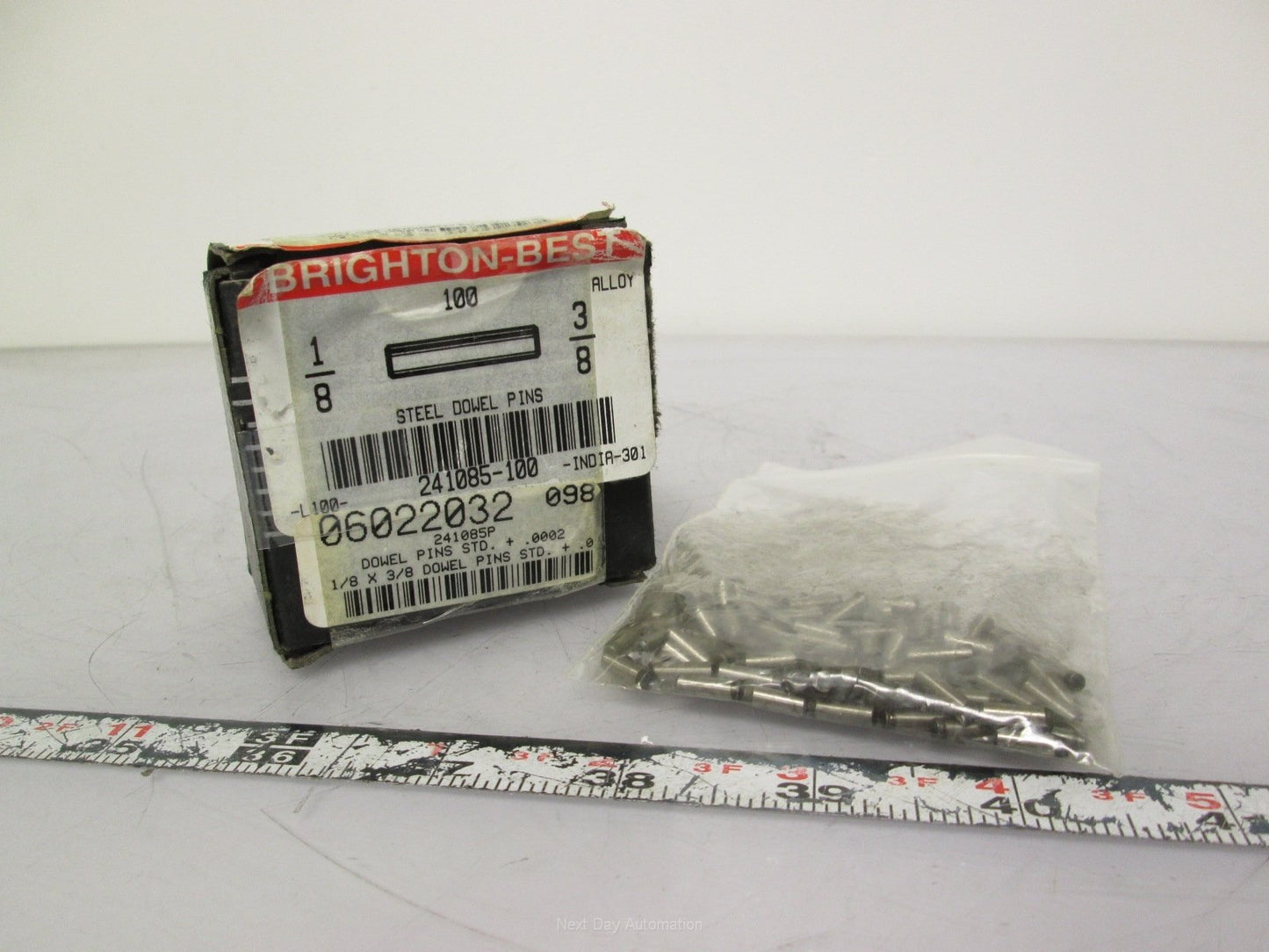 New Pack of 100 New Brighton-Best 241085 Steel Dowel Pins 1/8" x 3/8" Length