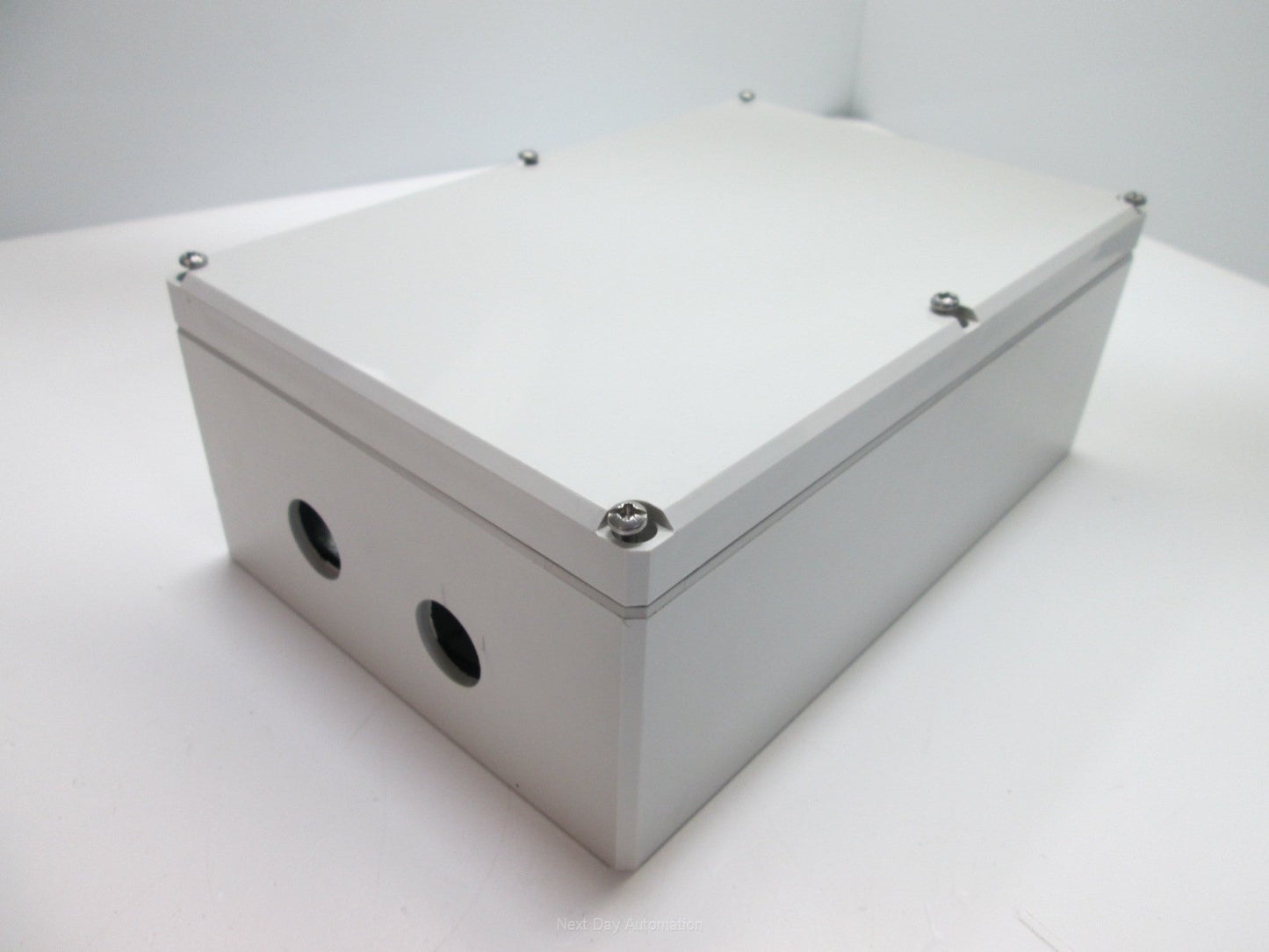 Used Hoffman Q24169PCD Pushbutton Enclosure 9.5" x 6.375" x 3.625", 7x 0.875" Holes