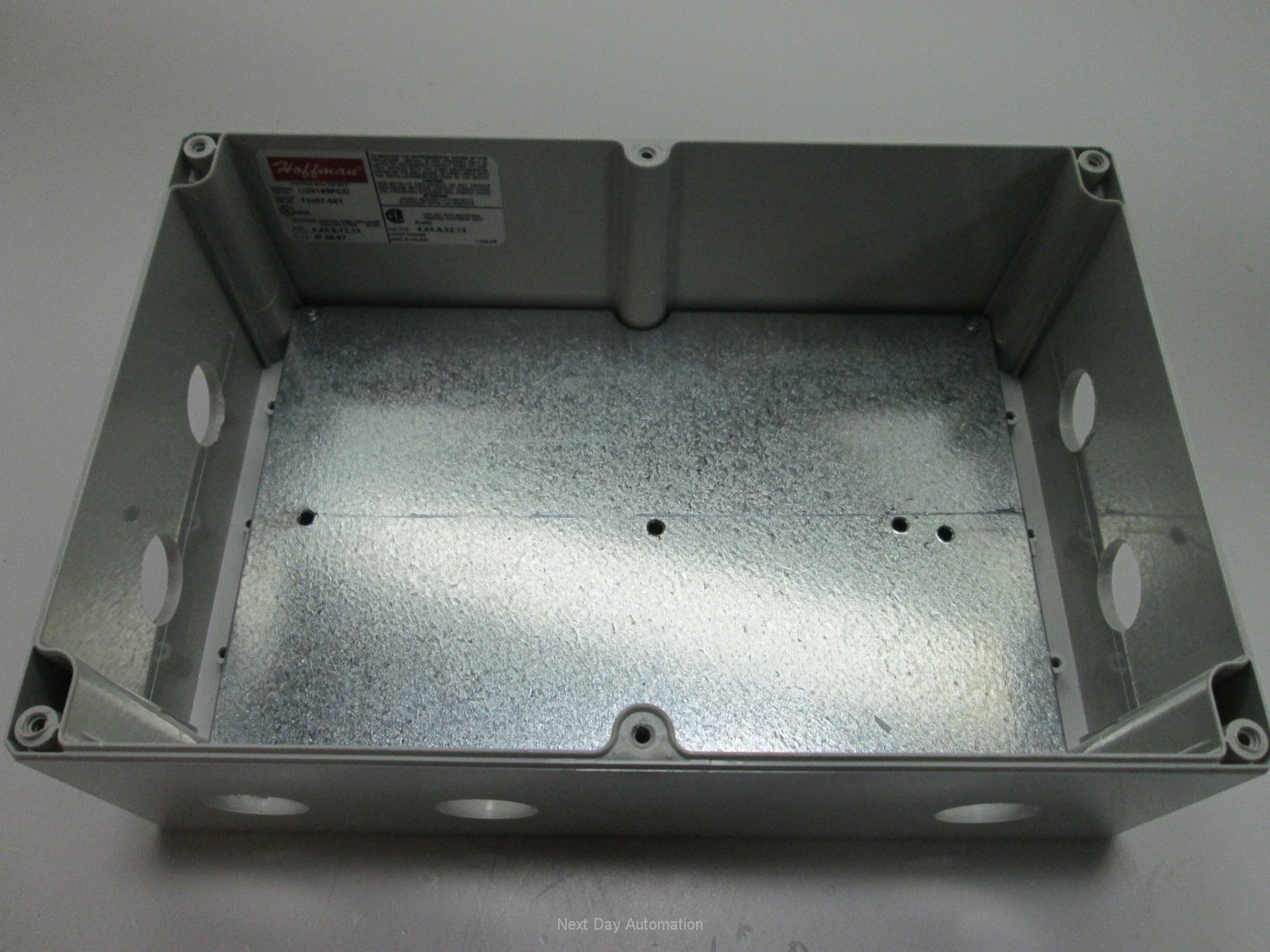 Used Hoffman Q24169PCD Pushbutton Enclosure 9.5" x 6.375" x 3.625", 7x 0.875" Holes