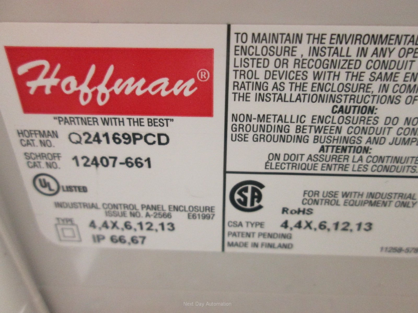 Used Hoffman Q24169PCD Pushbutton Enclosure 9.5" x 6.375" x 3.625", 7x 0.875" Holes