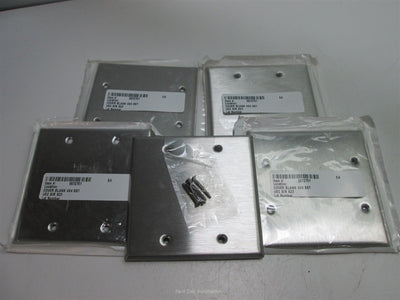 New Lot of 5 New Leviton 84025 2-Gang Stainless Steel Blank Cover Plate, 4" x 4"