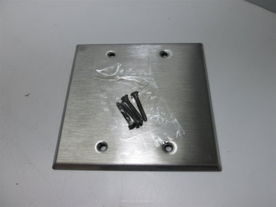 New Lot of 5 New Leviton 84025 2-Gang Stainless Steel Blank Cover Plate, 4" x 4"