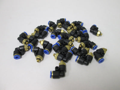 New Lot of 25 New Pneumatic Push-In Fitting: 4mm Tubing, 90° Elbow, M5 x 0.8 Thread