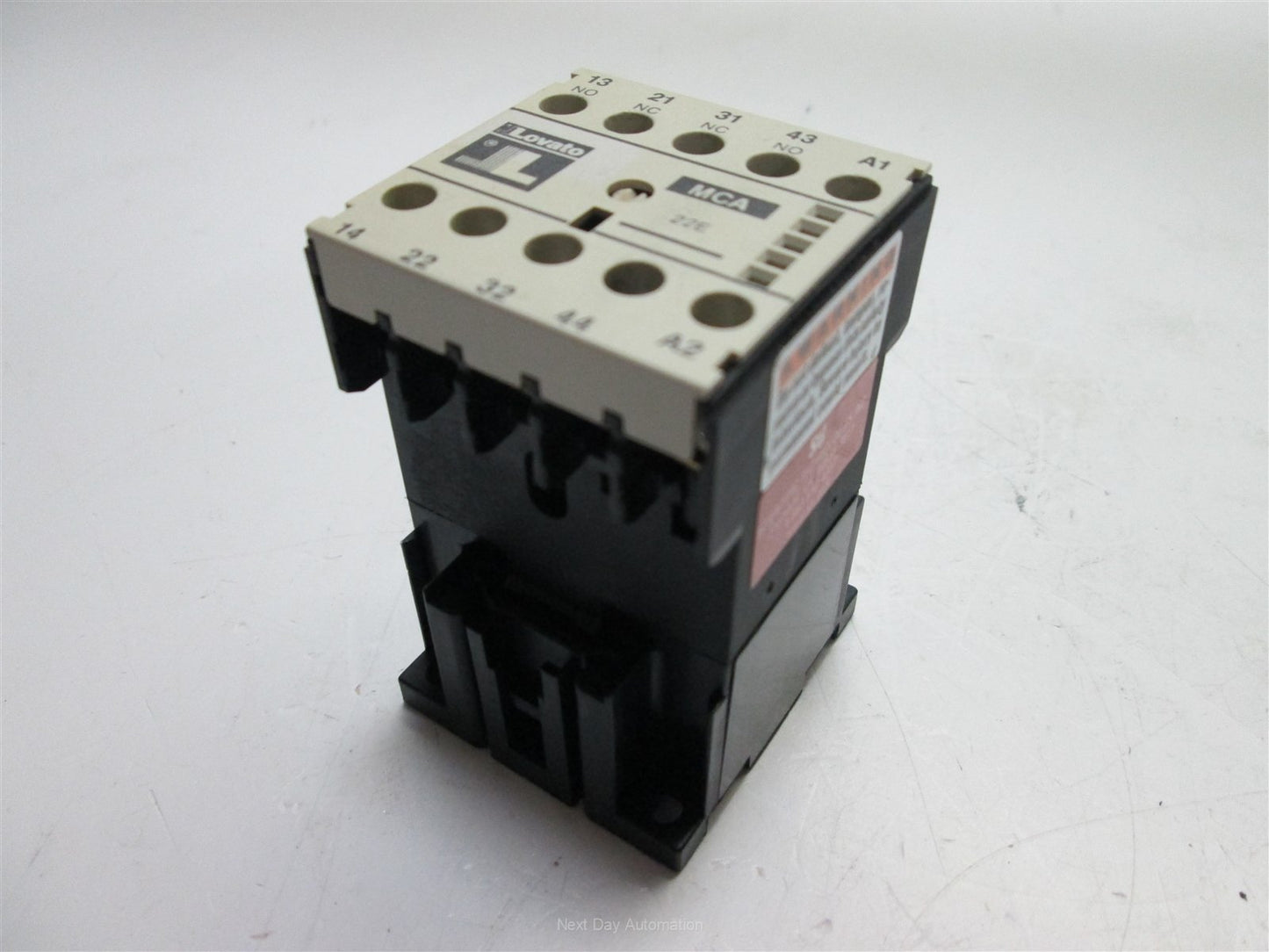 Used Lovato MCA.C Contactor, 24VDC Coil, Contact Rating: 600VAC 10A, 3NO, 1NC