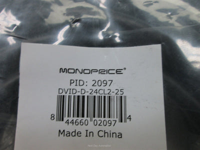 New Monoprice 2097 CL2 Dual Link DVI-D Cable, 25 Feet Long, 24AWG
