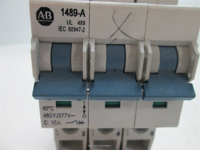 Used Allen-Bradley 1489-A Circuit Breaker, 3-Poles, 15A, 415VAC 50/60Hz