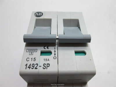 Used Allen-Bradley 1492-SP2C150 Circuit Breaker, 15A, Rating: 480/277VAC 125VDC 10kA
