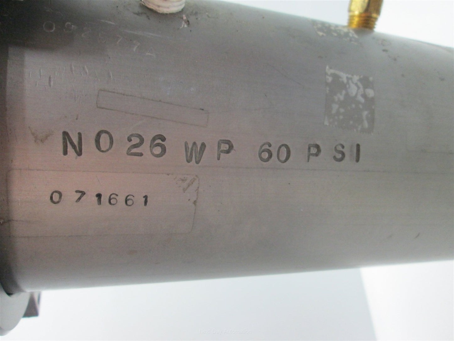 Used Aluminum Tank/Reservoir, 3.5" ID x 13.25" Deep, 2 Liter Volume, 4 Holes: 1/4NPT