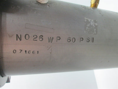 Used Aluminum Tank/Reservoir, 3.5" ID x 13.25" Deep, 2 Liter Volume, 4 Holes: 1/4NPT