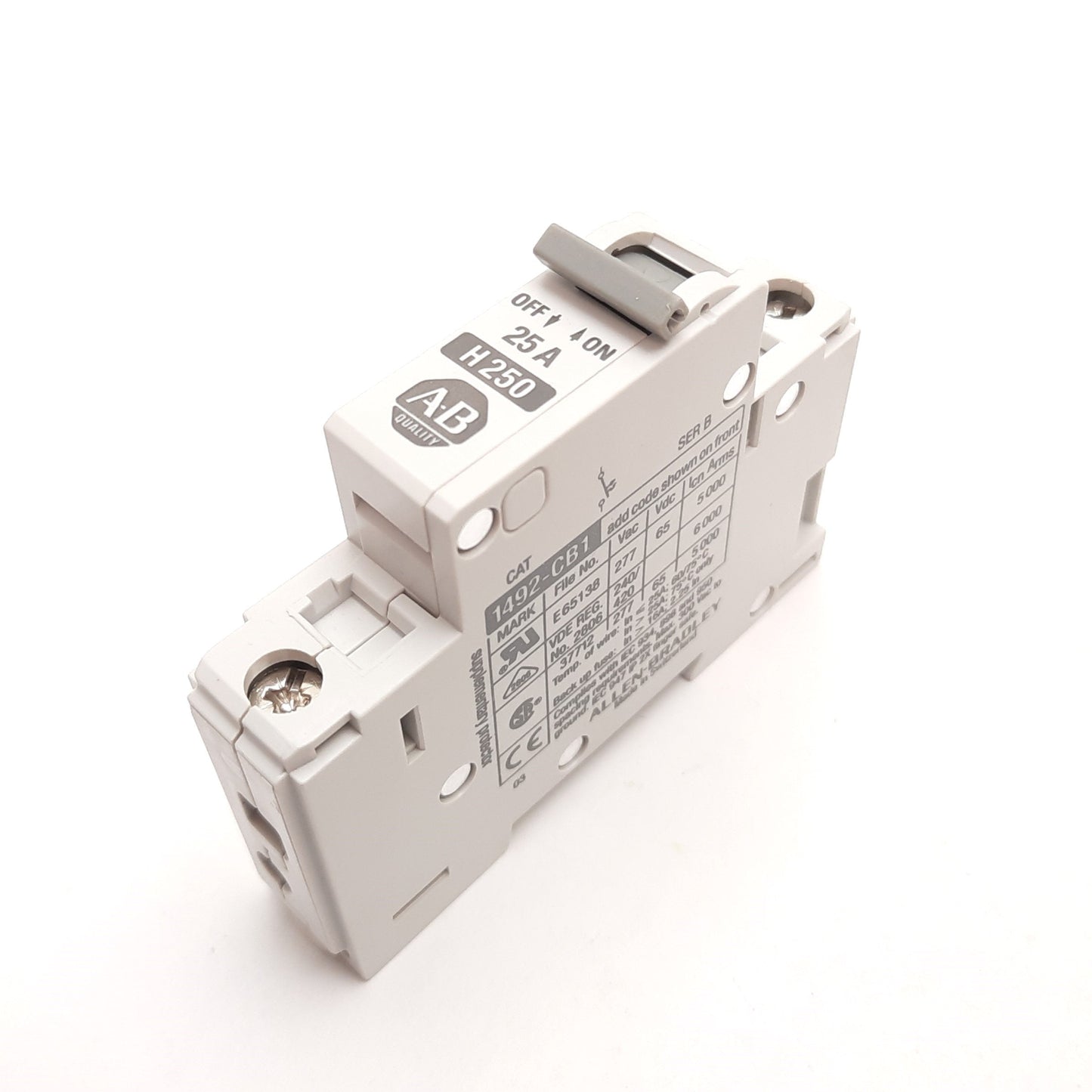 New Allen-Bradley 1492-CB1H250 Circuit Breaker, 1-Pole, 25A 277VAC Max
