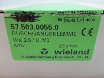 New Box of 90 Wieland WK 2,5/U Feed Thru Terminal Blocks, 600V 25A, 24-12 AWG