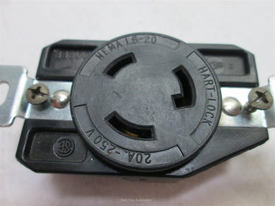 Used Cooper L6-20R Twist Lock Receptacle, NEMA L6-20, Rating: 20A 250V
