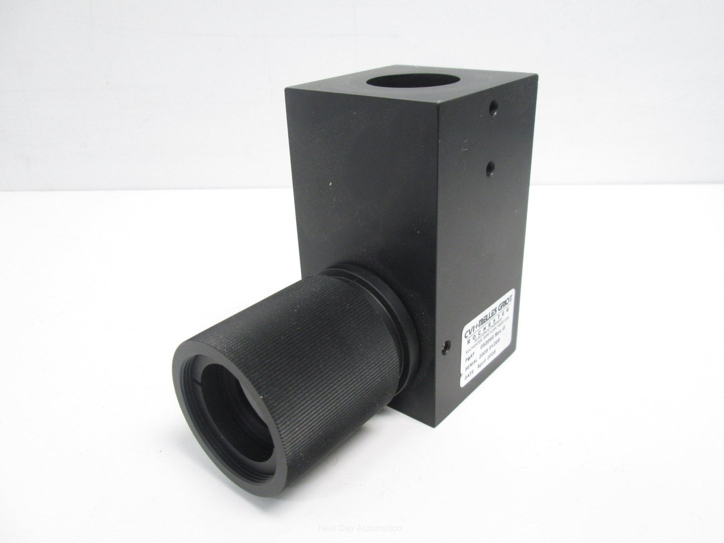 Used Melles Griot 052060 Optical Laser 90-Degree Right-Angle Turning Mirror w/ Lens