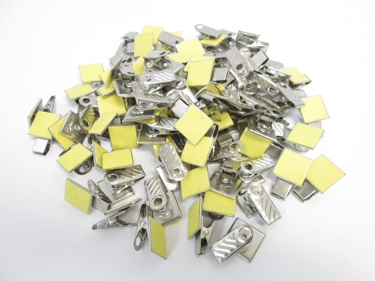 Used Lot of 90 Adhesive Backed Spring Clips w/ 360° Rotation