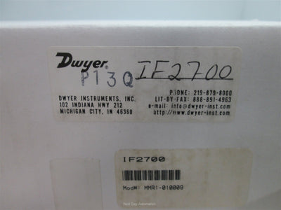 New In Box Dwyer IF2700 Flowmeter, Water Flow: 0.25GPM, Air Flow: 1.2SCFM