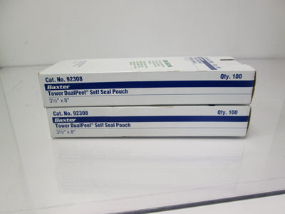 New Lot of 190 Baxter 92308 Tower Dual Peel Self Seal Pouches 3 1/2" x 8"
