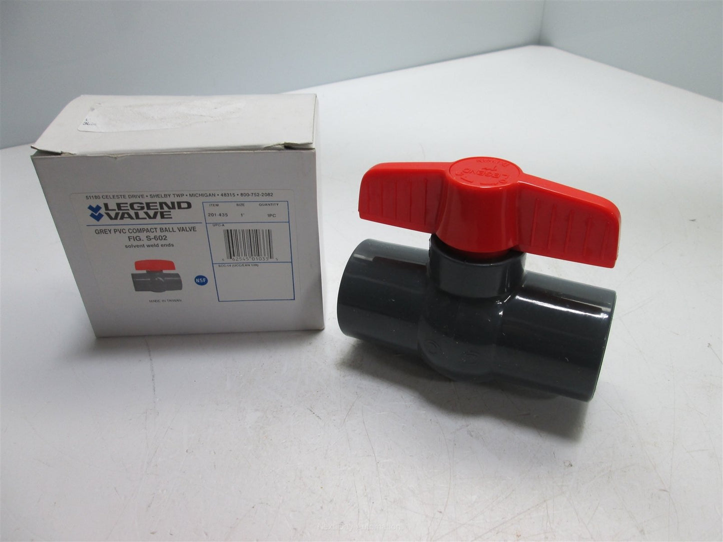 New Legend Valve 201-435 Compact Ball Valve, Grey PVC, 1" PVC Ports