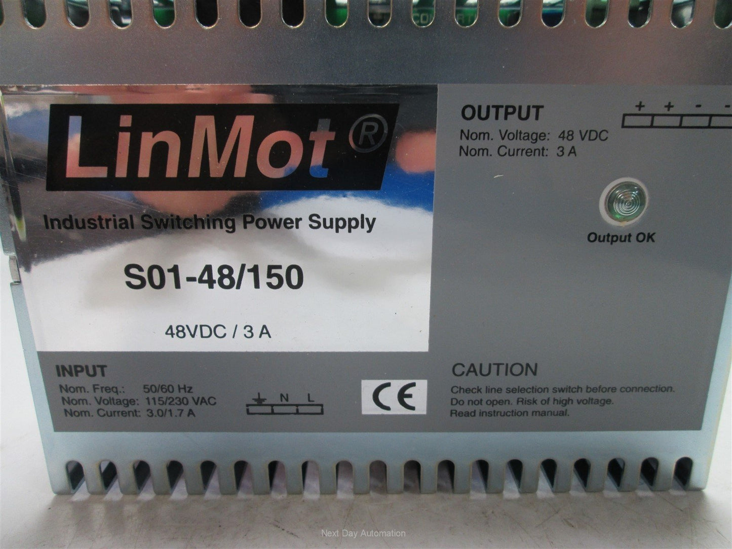 New LinMot S01-48/150 Power Supply, In: 115/230VAC 3/1.7A, Out: 48VDC 3A